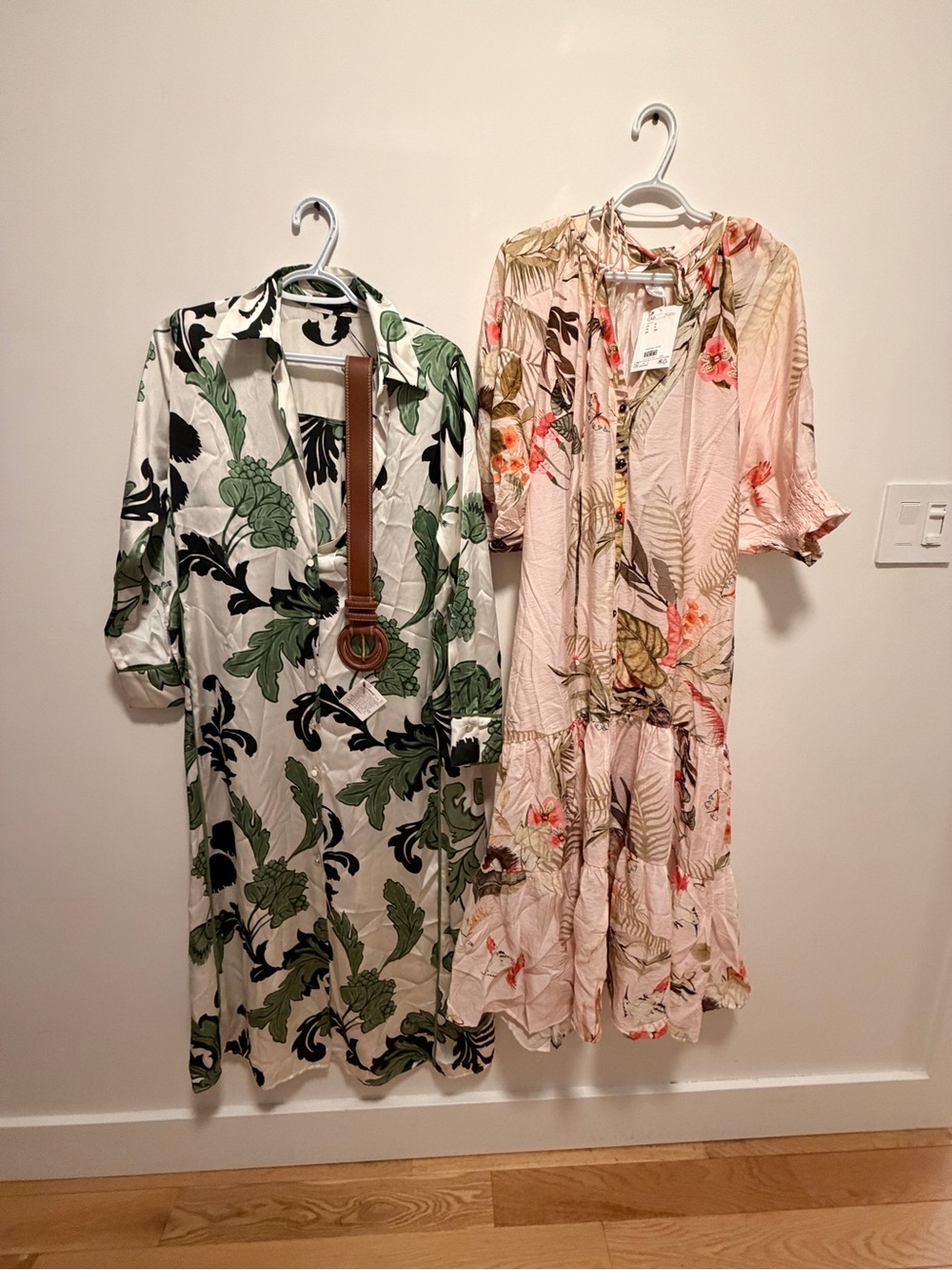 Zara and H&M Floral Maxi Dress Duo — Green & Blush Prints
